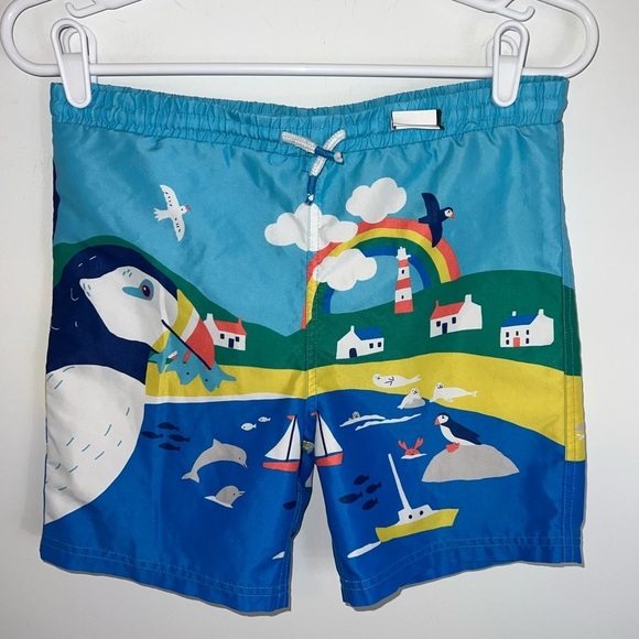 Mini Boden Swim Shorts Aqua Blue Puffins Boden 9-10 years - Picture 2 of 12
